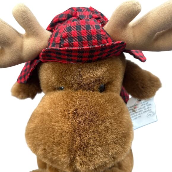 VTG Vaughn Plush Pals Moose Stuffed Animal 18" Brown Cabincore Lumberjack Plaid - Picture 7 of 16